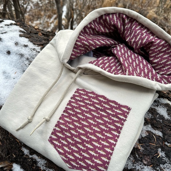 Unemployed Anglers Other - Unemployed Anglers Beer Pocket Hoodie!  Sand with Patterned Lining and Pocket